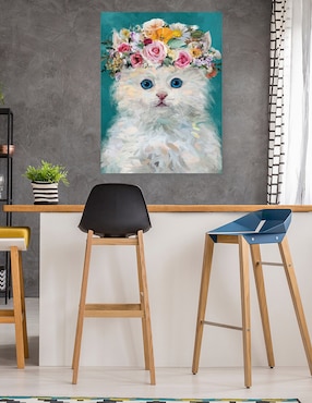 Cuadro decorativo Gatito del poder de la Flor IV técnica mixta Cuadros Jr Animales Domésticos