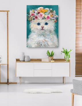 Cuadro decorativo Gatito del poder de la Flor IV técnica mixta Cuadros Jr Animales Domésticos