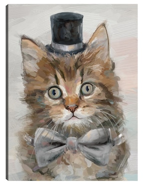Cuadro decorativo Gatos con sombrero de copa IV técnica mixta Cuadros Jr Animales Domésticos
