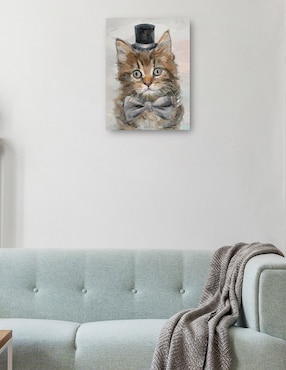 Cuadro decorativo Gatos con sombrero de copa IV técnica mixta Cuadros Jr Animales Domésticos