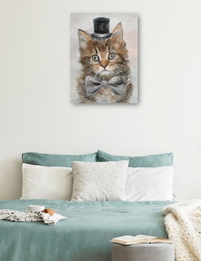 Cuadro decorativo Gatos con sombrero de copa IV técnica mixta Cuadros Jr Animales Domésticos