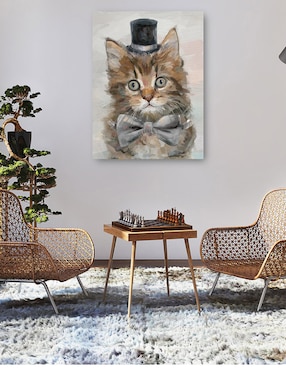 Cuadro decorativo Gatos con sombrero de copa IV técnica mixta Cuadros Jr Animales Domésticos