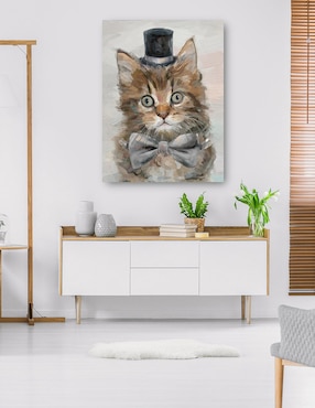 Cuadro decorativo Gatos con sombrero de copa IV técnica mixta Cuadros Jr Animales Domésticos
