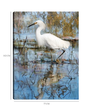 Cuadro decorativo Garceta blanca técnica mixta Cuadros Jr Aves Silvestres