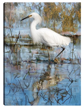 Cuadro decorativo Garceta blanca técnica mixta Cuadros Jr Aves Silvestres
