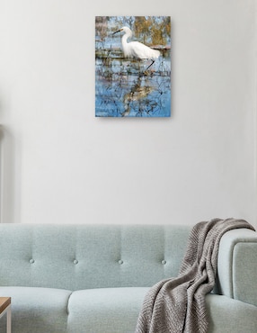 Cuadro decorativo Garceta blanca técnica mixta Cuadros Jr Aves Silvestres