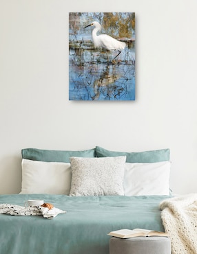 Cuadro decorativo Garceta blanca técnica mixta Cuadros Jr Aves Silvestres