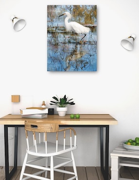 Cuadro decorativo Garceta blanca técnica mixta Cuadros Jr Aves Silvestres