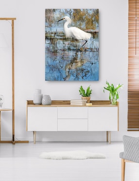 Cuadro decorativo Garceta blanca técnica mixta Cuadros Jr Aves Silvestres