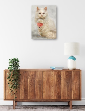 Cuadro decorativo Hora feliz felina técnica mixta Cuadros Jr Animales Domésticos