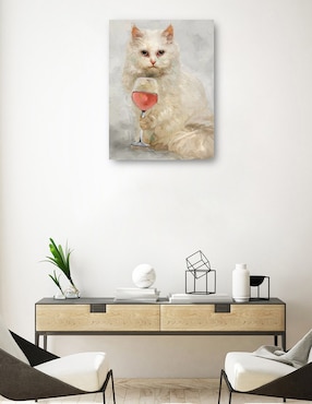 Cuadro decorativo Hora feliz felina técnica mixta Cuadros Jr Animales Domésticos