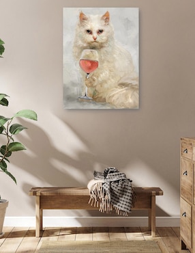Cuadro decorativo Hora feliz felina técnica mixta Cuadros Jr Animales Domésticos