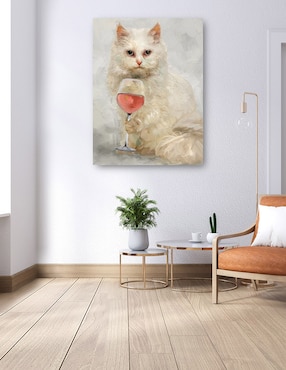 Cuadro decorativo Hora feliz felina técnica mixta Cuadros Jr Animales Domésticos
