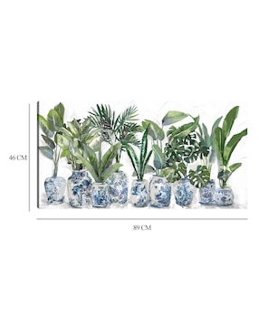 Cuadro decorativo Jardín chinoiserie técnica mixta Cuadros Jr Macetas