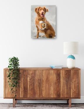 Cuadro decorativo Hora feliz canina técnica mixta Cuadros Jr Animales Domésticos
