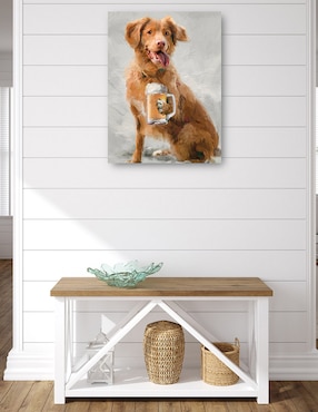 Cuadro decorativo Hora feliz canina técnica mixta Cuadros Jr Animales Domésticos