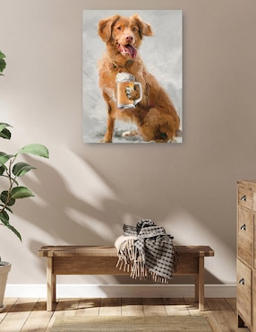 Cuadro decorativo Hora feliz canina técnica mixta Cuadros Jr Animales Domésticos