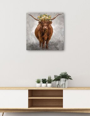Cuadro decorativo Lady Longhorn técnica mixta Cuadros Jr Animales Domésticos