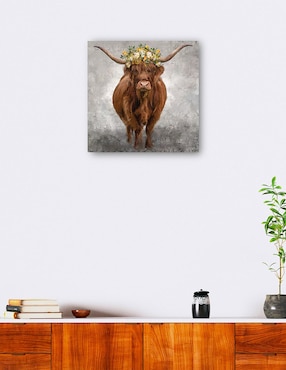 Cuadro decorativo Lady Longhorn técnica mixta Cuadros Jr Animales Domésticos