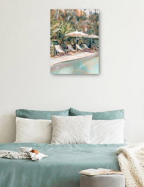 Cuadro decorativo Junto a la piscina técnica mixta Cuadros Jr Lugares