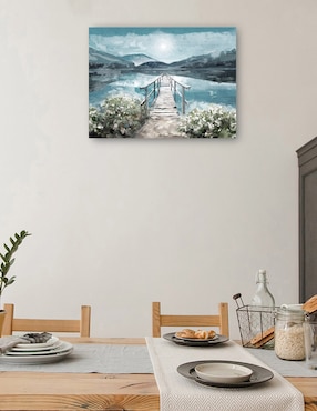 Cuadro decorativo Luz del amanecer junto al lago técnica mixta Cuadros Jr Lagos