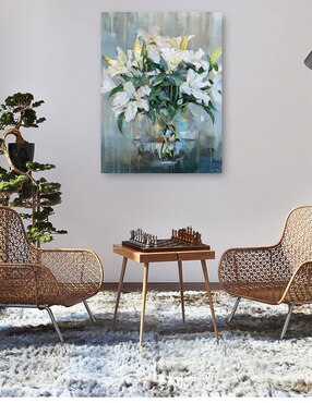 Cuadro decorativo Lirios orientales técnica mixta Cuadros Jr Macetas
