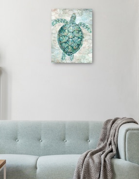 Cuadro decorativo Mosaico de tortugas marinas verde azulado técnica mixta Cuadros Jr Animales Marinos