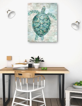 Cuadro decorativo Mosaico de tortugas marinas verde azulado técnica mixta Cuadros Jr Animales Marinos