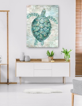 Cuadro decorativo Mosaico de tortugas marinas verde azulado técnica mixta Cuadros Jr Animales Marinos