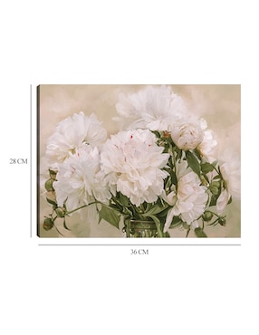 Cuadro decorativo Peonias blancas técnica mixta Cuadros Jr Arreglo Floral
