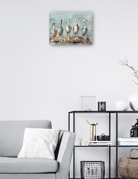 Cuadro decorativo Pausa pelícano técnica mixta Cuadros Jr Aves Silvestres
