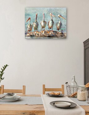 Cuadro decorativo Pausa pelícano técnica mixta Cuadros Jr Aves Silvestres