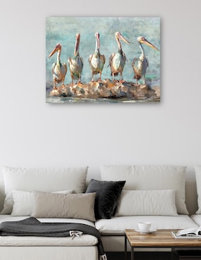 Cuadro decorativo Pausa pelícano técnica mixta Cuadros Jr Aves Silvestres