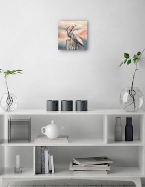 Cuadro decorativo Pelícanos al atardecer técnica mixta Cuadros Jr Aves Silvestres