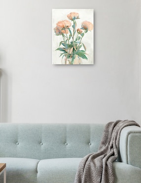 Cuadro decorativo Peonías de melocotón técnica mixta Cuadros Jr Floreros