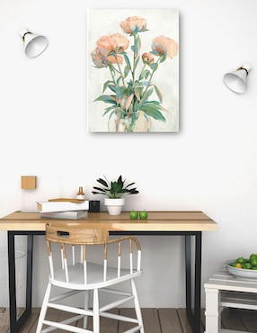 Cuadro decorativo Peonías de melocotón técnica mixta Cuadros Jr Floreros