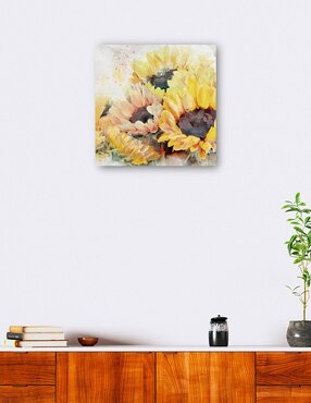Cuadro decorativo Plaza del panel solar técnica mixta Cuadros Jr Girasoles