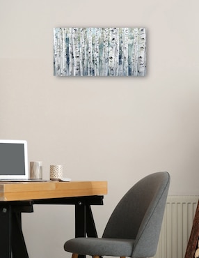 Cuadro decorativo Primavera abedules índigo técnica mixta Cuadros Jr Bosques