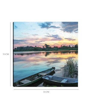 Cuadro decorativo Puesta de sol junto al lago técnica mixta Cuadros Jr Lagos