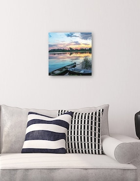 Cuadro decorativo Puesta de sol junto al lago técnica mixta Cuadros Jr Lagos