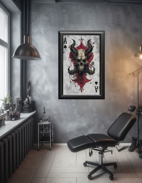 Cuadro decorativo Pixelarte calavera con cuernos
