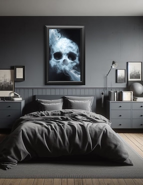Cuadro decorativo Pixelarte calavera con humo
