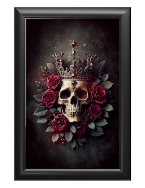 Cuadro Decorativo Pixelarte Calavera Con Rosas