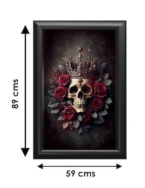 Cuadro decorativo Pixelarte calavera con rosas