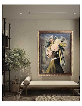 Pintura La Joven de la Perla y Flores técnica óleo Lune Art Gallery Galería de arte