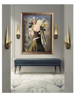 Pintura La Joven de la Perla y Flores técnica óleo Lune Art Gallery Galería de arte