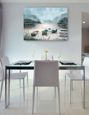 Cuadro decorativo Reunión del lago técnica mixta Cuadros Jr Lagos