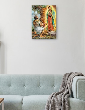 Cuadro decorativo Señora de Guadalupe y Juan Diego técnica mixta Cuadros Jr Vírgenes