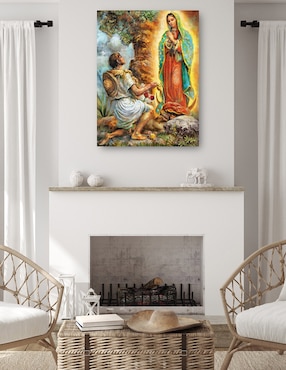 Cuadro decorativo Señora de Guadalupe y Juan Diego técnica mixta Cuadros Jr Vírgenes