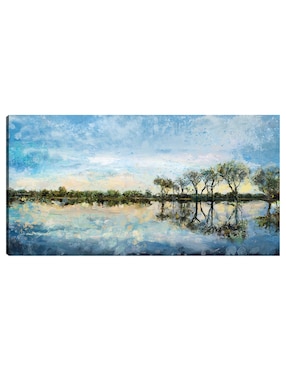 Cuadro decorativo Sol junto al lago técnica mixta Cuadros Jr Lagos